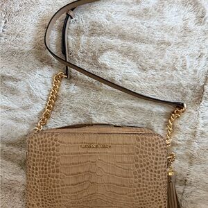 MICHAEL KORS Jet Set Medium Crocodile Embossed Leather Crossbody NWT